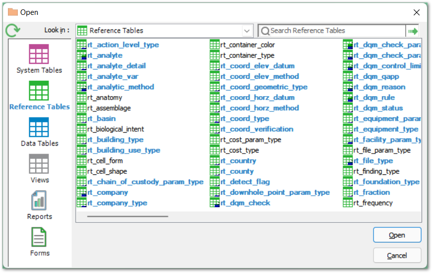 Reference Tables